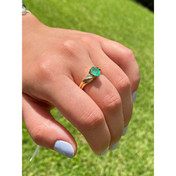 Oval Cut 0.72ct Natural Emerald in 14k solid Gold Ring – Assay Jewelers