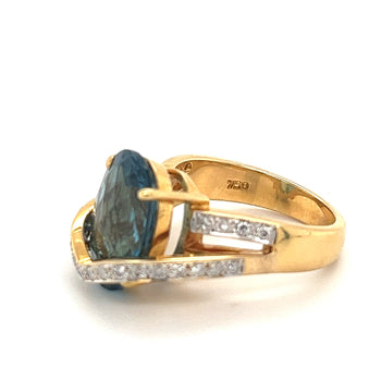 Overlap Bypass Blue Topaz and Diamond Cocktail Ring for Women – Assay Jewelers