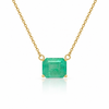 3,66 Karat Smaragd im Smaragdschliff Solitär Ost-West Pendant Halskette in 14K Gelbgold