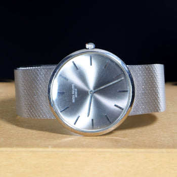 Patek Philippe Calatrava 3468 34mm Gray Dial 18K White Gold Watch – Assay Jewelers