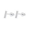 Pave Natural Diamond Flush Bar 14K Stud Earring