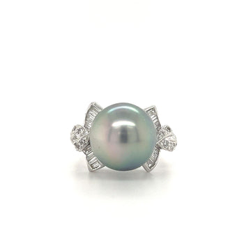 Bague style nœud papillon cocktail en perles et diamants en or blanc 18k – Assay Jewelers