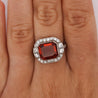 Platinum Vintage Retro 4.42 Carat Citrine Bezel & Diamond Halo Ring