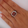 Platinum Vintage Retro 4.42 Carat Citrine Bezel & Diamond Halo Ring