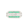 Broche en platine et or blanc 18K avec diamants et émeraude