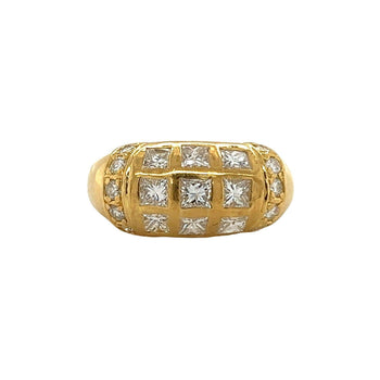 Ring a cupola con cluster di diamanti taglio princess in oro giallo 18k – Assay Jewelers