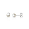 Real 6mm Japanese Cultured White Pearl Stud Earrings in 14k White Gold Plated Silver