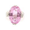 Retro Inspired 20.76 Carat Kunzite Ring in 18K White Gold with 0.66 CTW in Diamonds