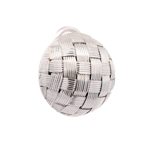 Roberto Coin Frosted Woven Round 18K White Gold Appassionata Stud Earrings