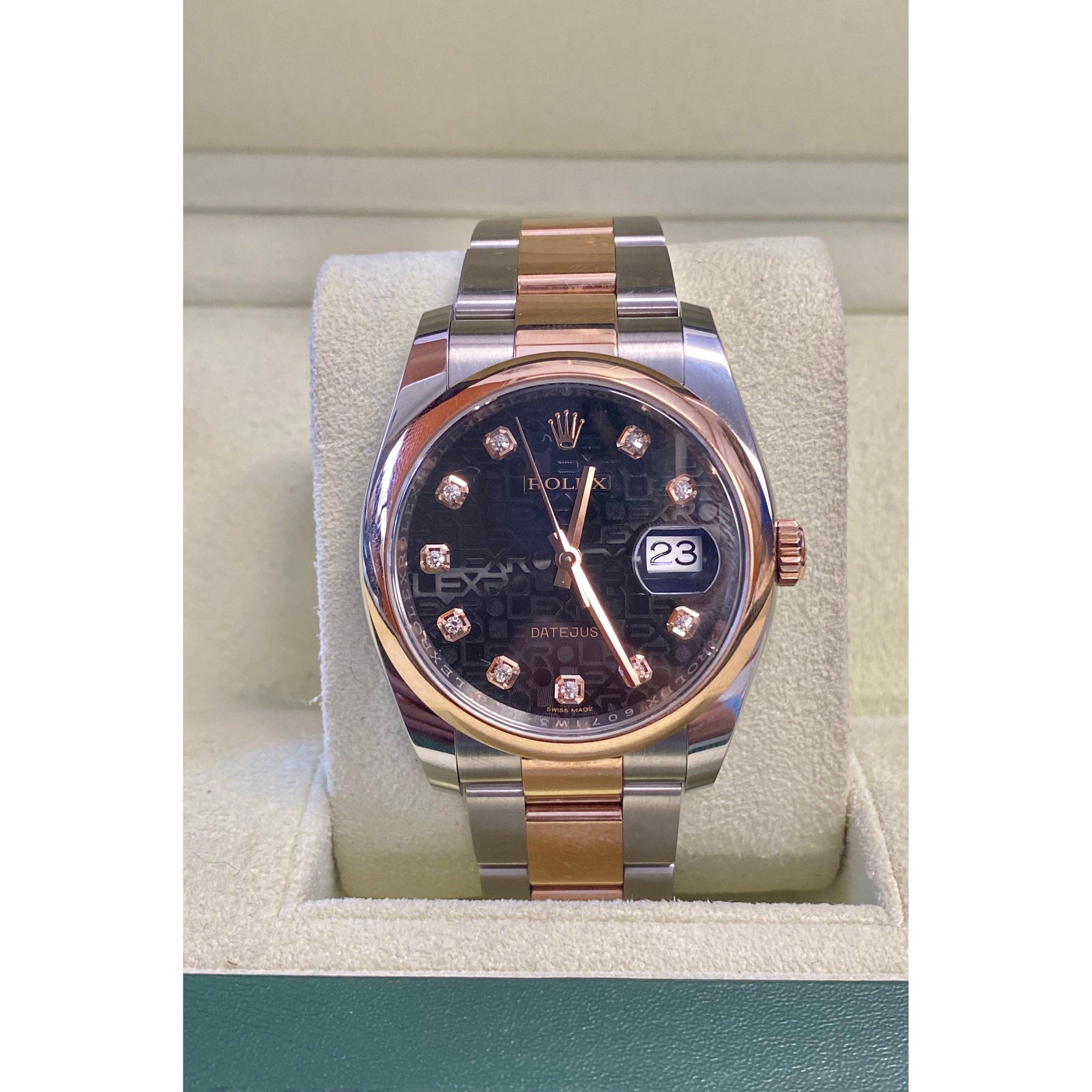 Rolex Datejust 36mm Dial and Jubilee Black Dial with Diamond Hour Markers