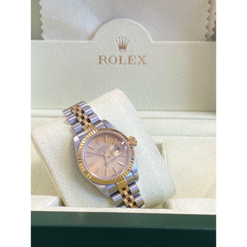 Rolex Ladies DateJust 26mm Quadrante oro con cinturino Jubilee bicolore – Assay Jewelers