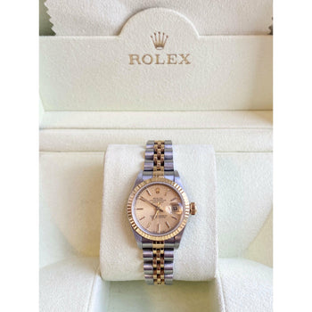 Rolex Ladies DateJust 26mm Quadrante oro con cinturino Jubilee bicolore – Assay Jewelers
