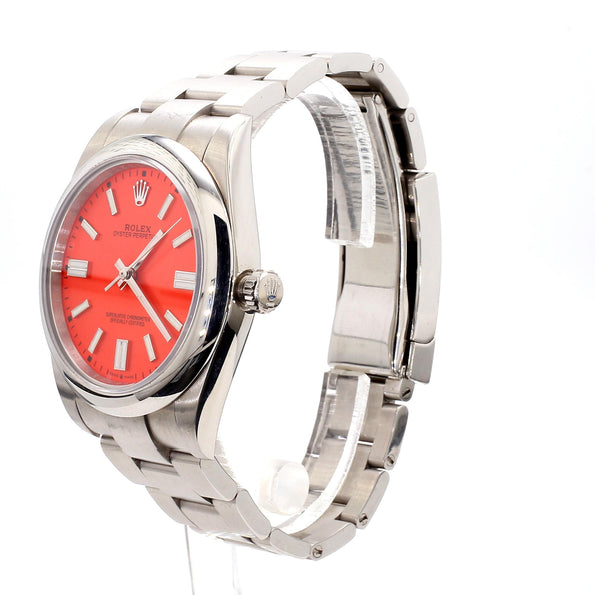 Rolex Oyster Perpetual 41mm 124300 Coral Red Dial 1996 Vintage Watch