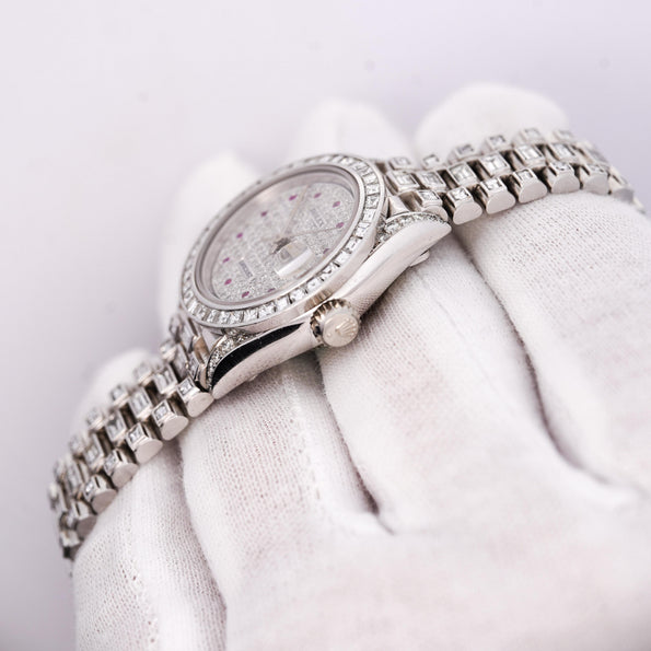 Rolex Platinum DateJust Presidential Watch 15 Carat Diamond 26mm