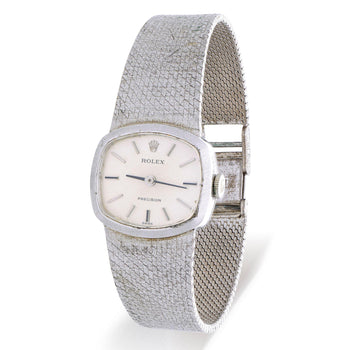 Rolex Precision 2644 Vintage 1971 Silver Dial 18K White Gold Mesh Bracelet Watch – Assay Jewelers