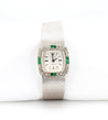 Rolex Precision Emerald & Diamond Bezel 18K White Gold Frosted Bracelet Watch