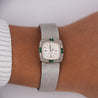 Rolex Precision Emerald & Diamond Bezel 18K White Gold Frosted Bracelet Watch
