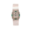 Rolex Precision Emerald & Diamond Bezel 18K White Gold Frosted Bracelet Watch