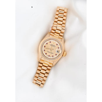 Rolex President Datejust 69178 26mm Ruby Diamond Dial 18K Gold Watch – Assay Jewelers