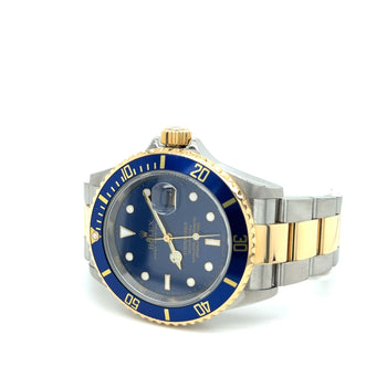 Rolex Submariner Date quadrante blu 40MM Ref. 16613 con bracciale Oyster bicolore | Usato – Assay Jewelers