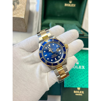 Rolex Submariner Date quadrante blu 40MM Ref. 16613 con bracciale Oyster bicolore | Usato – Assay Jewelers