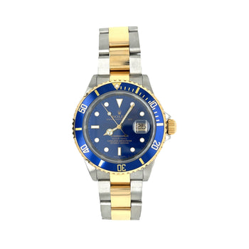 Rolex Submariner Date quadrante blu 40MM Ref. 16613 con bracciale Oyster bicolore | Usato – Assay Jewelers