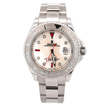 Rolex Yachtmaster 16622 40mm Platinum Bezel Ruby Gem Dial Steel Oyster Watch – Assay Jewelers