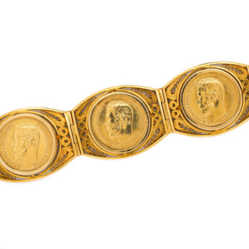 Russian Imperial 10 Ruble Nicholas II 1898 22K & 18K Gold Coin Bracelet – Assay Jewelers