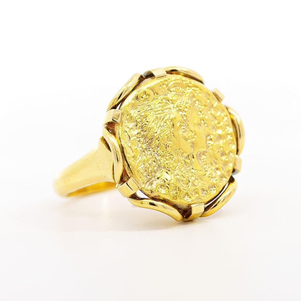Salvador Dali For Piaget 'Dalí d'Or' 22K Gold Coin Ring in 18K Gold Setting | Retailed by Van Cleef & Arpels at Bergdorf Goodman Paris Jewels Boutique