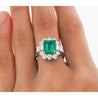 Semi Mount 1.87 Carat TW Round & Emerald Cut Diamond Halo Ring
