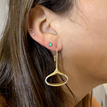 14K Gold Wide Open Oval Drop Diamond Wire Clip Earring - Made in Italy – Assay Jewelers