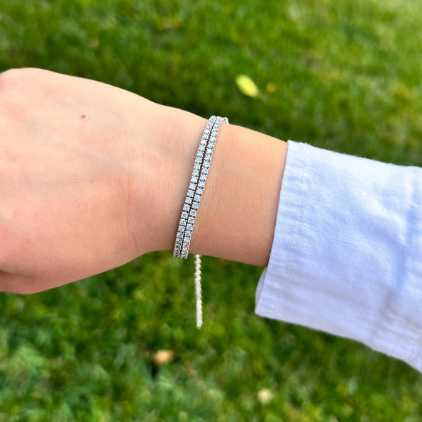 Two Way Diamond Tennis Choker + Double Wrap Bracelet