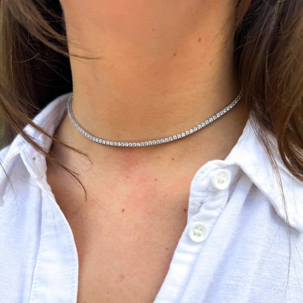 Two Way Diamond Tennis Choker + Double Wrap Bracelet
