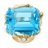V. Stern Blue Topaz & Diamond in 14K Gold Sculptural Eye Design Cocktail Ring
