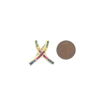 Broche Anciens en forme de X, multicolore, Progress Pride, arc-en-ciel, saphir, 1 CTTW – Assay Jewelers