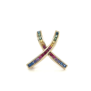 Broche Anciens en forme de X, multicolore, Progress Pride, arc-en-ciel, saphir, 1 CTTW – Assay Jewelers
