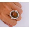 Vintage 11.36 Carat Opal and Briolette/Rose Cut Diamond Halo 18K Gold Ring