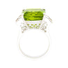 Vintage 14.11 Carat Peridot and Baguette Cut Diamond in 18K White Gold Ring