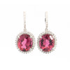 Anciens Earring en tourmaline rose à facettes ovales de 16 carats et diamants