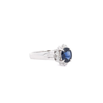 Bague en platine filigrané Anciens avec saphir 1,04 carat et diamants ronds`` – Assay Jewelers