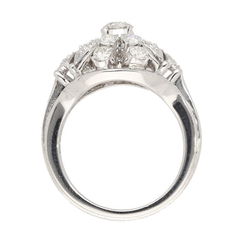 Vintage 1.30 Carat Old Euro-Cut Diamond Flower Ring in 14k White Gold – Assay Jewelers