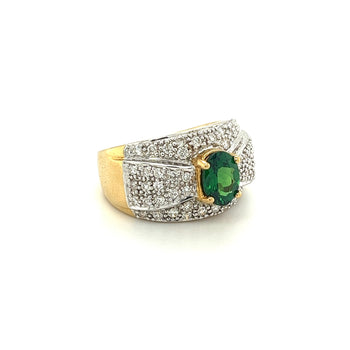 Vintage 1.50 Carat Oval Cut Green Tsavorite and Diamond Cluster Ring – Assay Jewelers