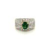Ring Vintage من حجر التسافوريت الأخضر المقطوع بشكل بيضاوي 1.50 قيراط ومجموعة من الماس