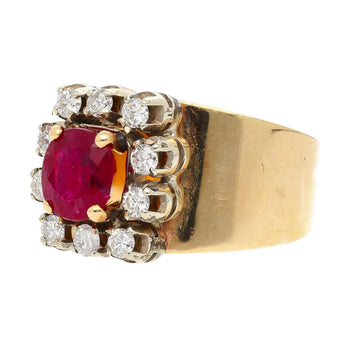 Vintage 1.54 Carat Cushion Cut Ruby in 14K Yellow Gold Wide Band – Assay Jewelers