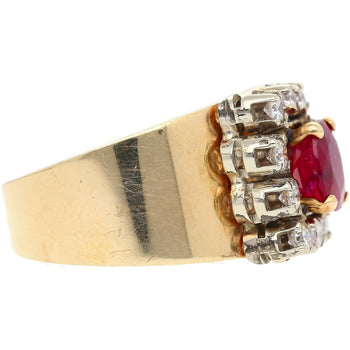 Vintage 1.54 Carat Cushion Cut Ruby in 14K Yellow Gold Wide Band – Assay Jewelers