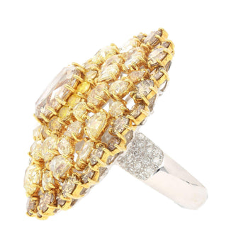 Vintage 22 Carat Multi-Color Rose Cut & Round Diamond Cluster 18K Gold Dome Ring – Assay Jewelers
