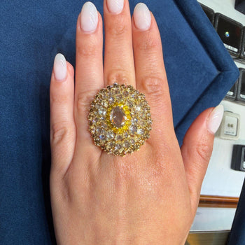 Vintage 22 Carat Multi-Color Rose Cut & Round Diamond Cluster 18K Gold Dome Ring – Assay Jewelers