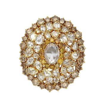 Vintage 22 Carat Multi-Color Rose Cut & Round Diamond Cluster 18K Gold Dome Ring – Assay Jewelers