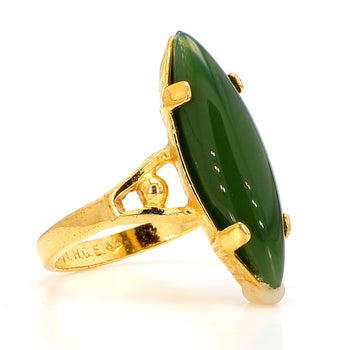 Vintage 25mm Green Nephrite Jade 18K Gold Cocktail Statement Ring – Assay Jewelers