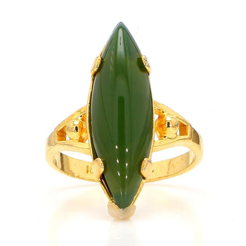 Vintage 25mm Green Nephrite Jade 18K Gold Cocktail Statement Ring – Assay Jewelers